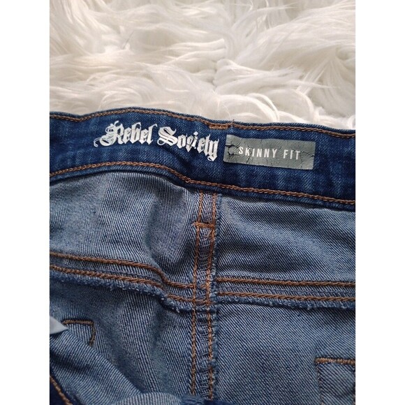 Rebel Society Mens Stretch Skinny Jeans 34x 32 Medium Wash Denim - Picture 7 of 11